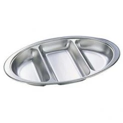 Zodiac Oval Divided Stainless Steel Banqueting Dish (3 Divisions)