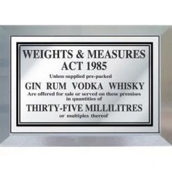 Mileta Signs & Products Sign Weights/Measures 35 Ml Silver Framed