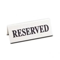 Mileta Signs & Products Tabletop Reserved Sign White Pkt 5 Tent Type
