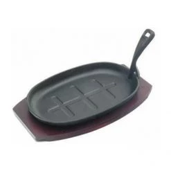 Neville Uk Oval Sizzle Platter With Wooden Base Oven To Tableware