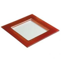 Steelite Glass Plate Sq Red Boarder
