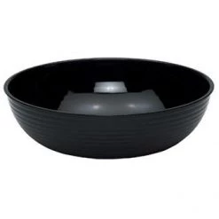 Foodservice Equipment Marketing Polycarbonate Tableware Black Ribbed Buffet Display Bowl, Polycarbonate