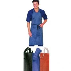 Denny's Chefs Clothing Waterproof Bib Apron With White Stripes