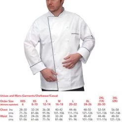 Denny's Le Chef Executive White Jacket With Black Piping DE49D