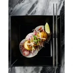 Neville Uk Luna Black Stoneware Square Plate CROCKERY