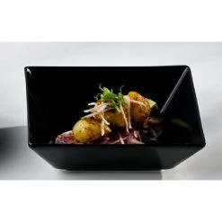 Neville Uk CROCKERY Luna Black Stoneware Square Bowl