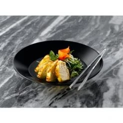 Neville Uk CROCKERY Luna Black Stoneware Wide Rim Plate