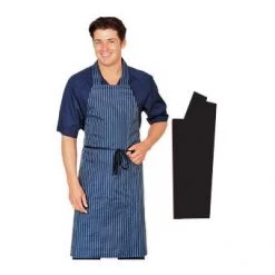 Denny's Chefs Clothing Bib Apron W/Pro Solid Black 35/39Inch