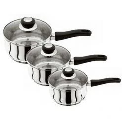 Horwood KITCHENWARE Vista Stainless Steel Saucepan Set (14, 16 & 18cm)