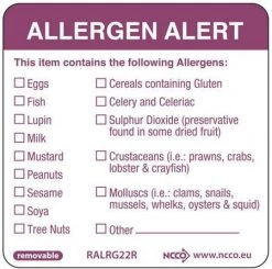 NCCO International RESTAURANT & BAR Food Allergy Labels Per 500