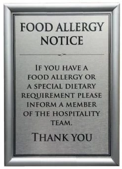 Mileta Signs & Products Food Allergy Notice A4/A5 Wall Mounted RESTAURANT & BAR