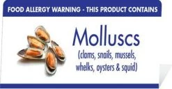 Mileta Signs & Products Allergy Buffet Notices (Molluscs)
