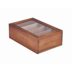 Neville Uk Tea & Coffee Serving Acacia Wood Tea Box 4 Compartment