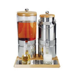 Sambonet Paderno Paderno Juice/Milk Duo Dispenser With Beechwood Base